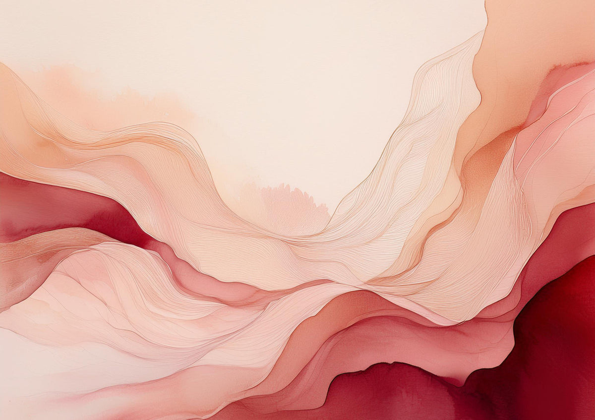 Serene Blush Waves Wall Mural in your room — zoomed