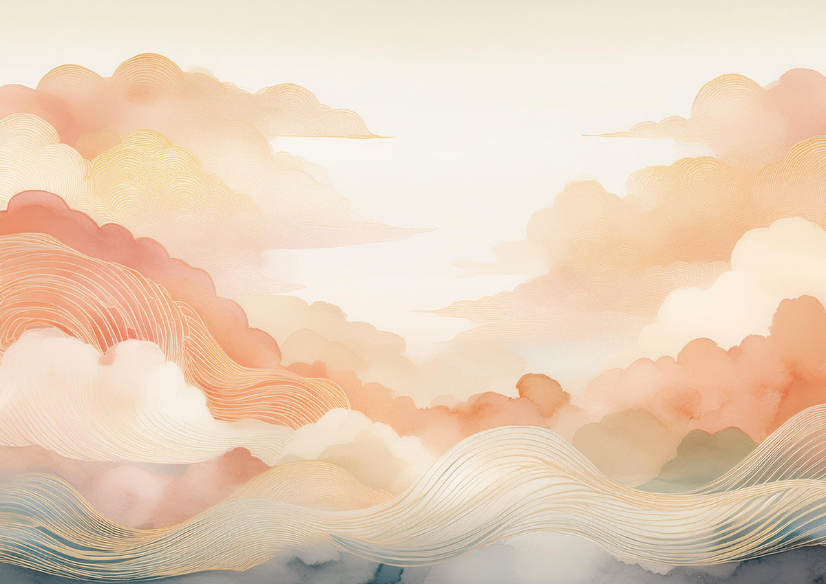 Coral Cloud Art Wall Mural in your room — zoomed