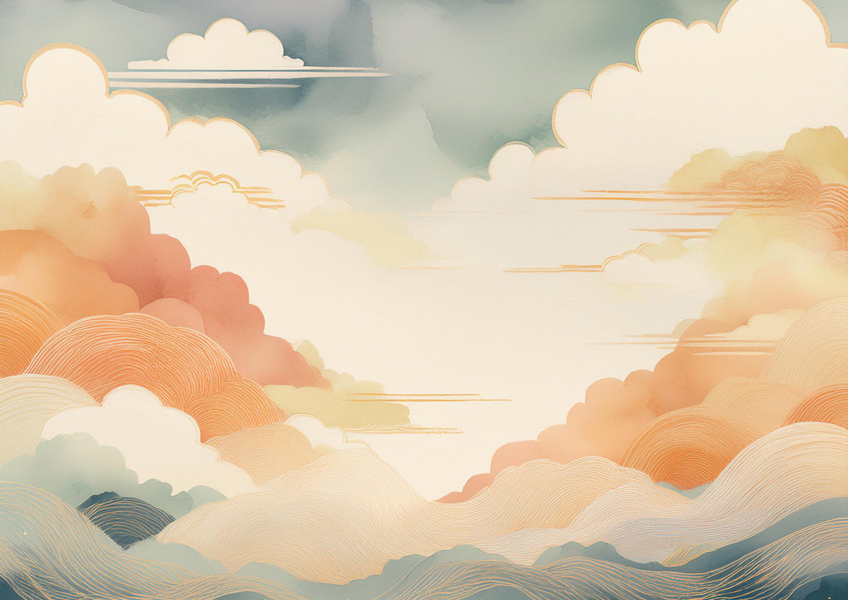 Zen Cloudscape Wall Mural in your room — zoomed