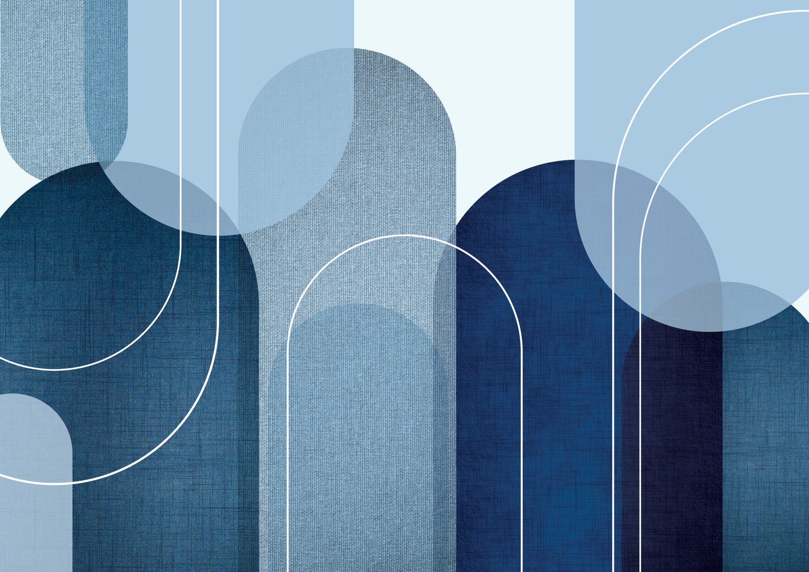Mid Century Serene Blues Wall Mural