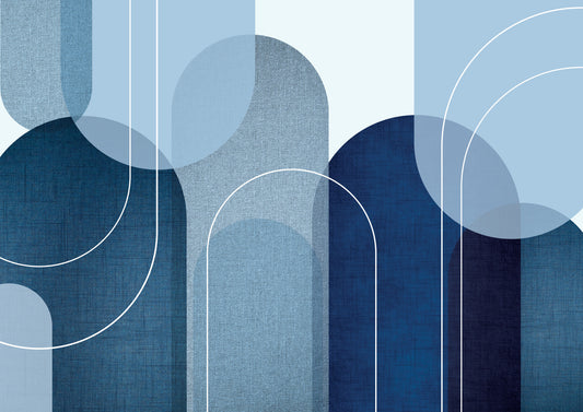 Mid Century Serene Blues Wall Mural