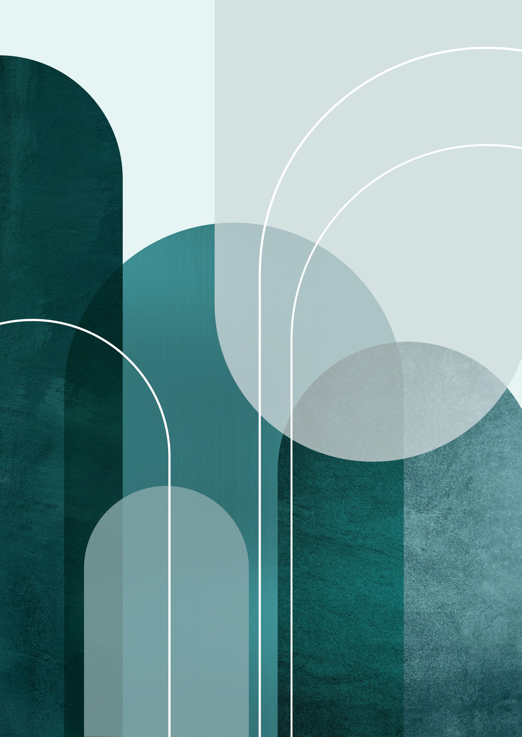 Modern Teal Arches 1 Wall Mural