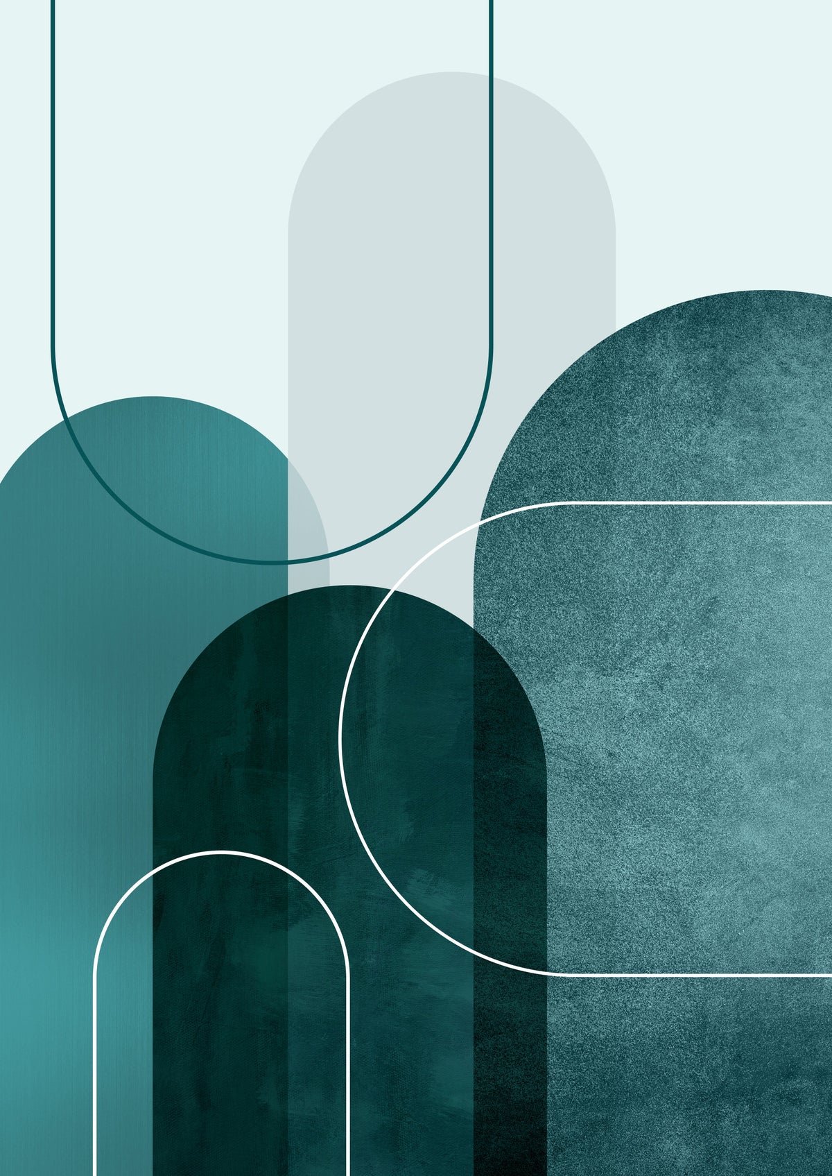 Modern Teal Arches 2 Wall Mural