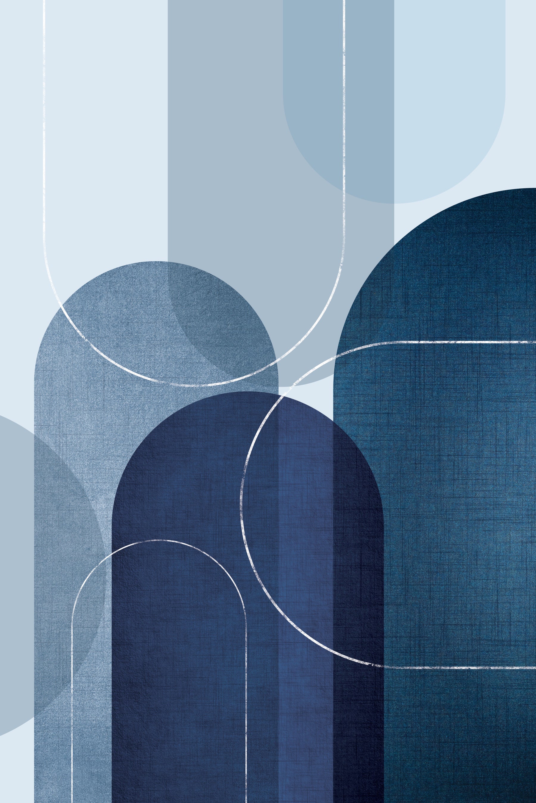 Mid Century Blue Linen 3 Wall Mural in your room — zoomed