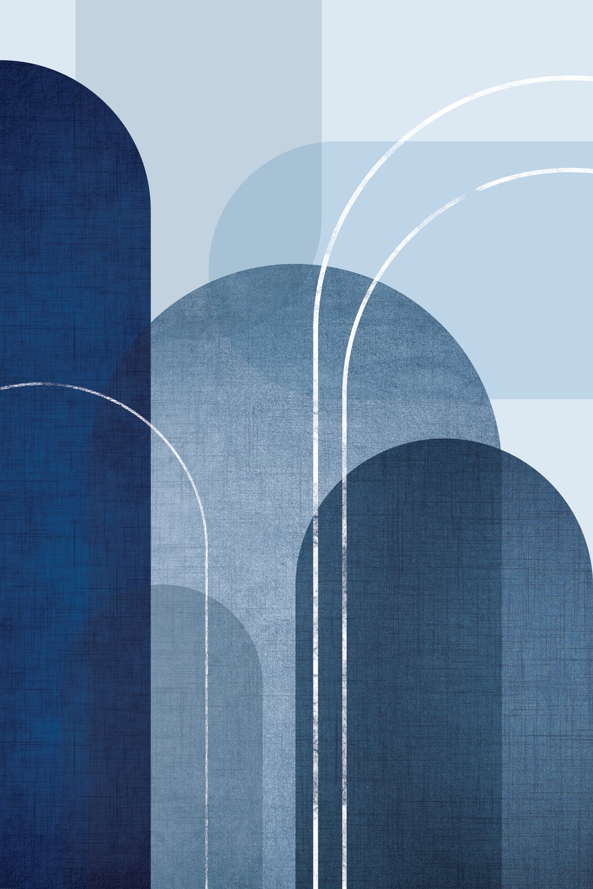 Mid Century Blue Linen 2 Wall Mural in your room — zoomed