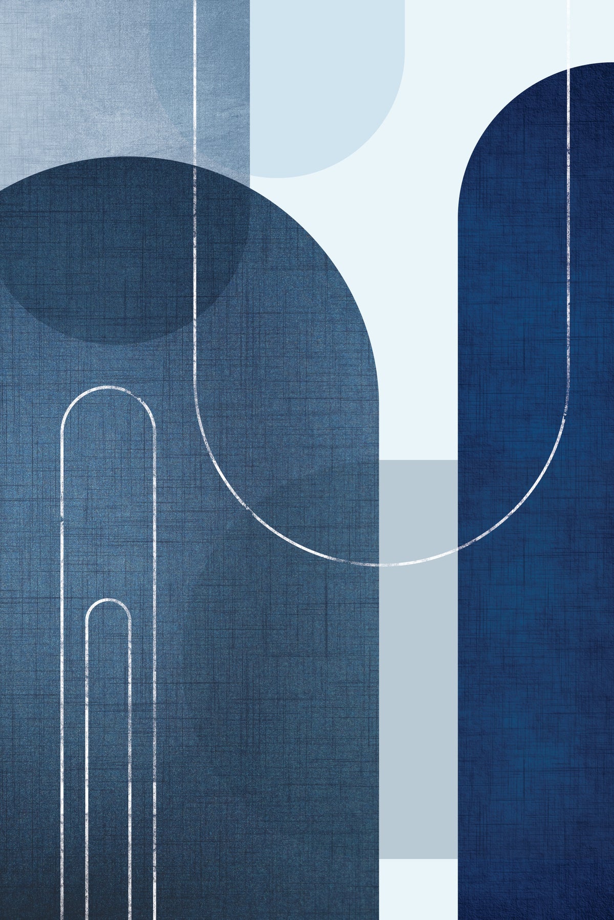 Mid Century Blue Linen 1 Wall Mural in your room — zoomed