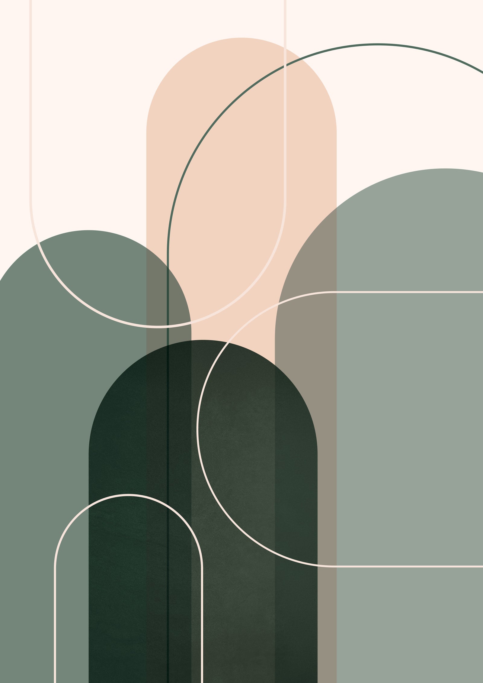 Sage Green Flow 2 Wall Mural
