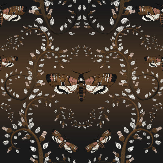 Gothic Moth Vines Earthy Wallpaper⁠