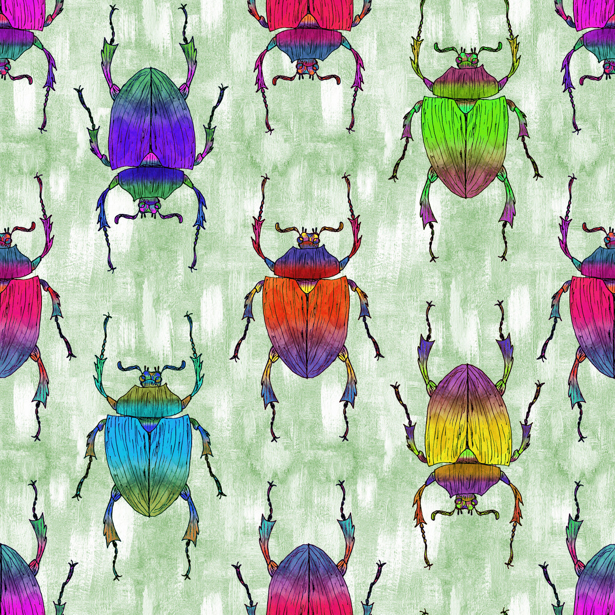 Rainbow Bugs Green Background Wallpaper⁠ in your room