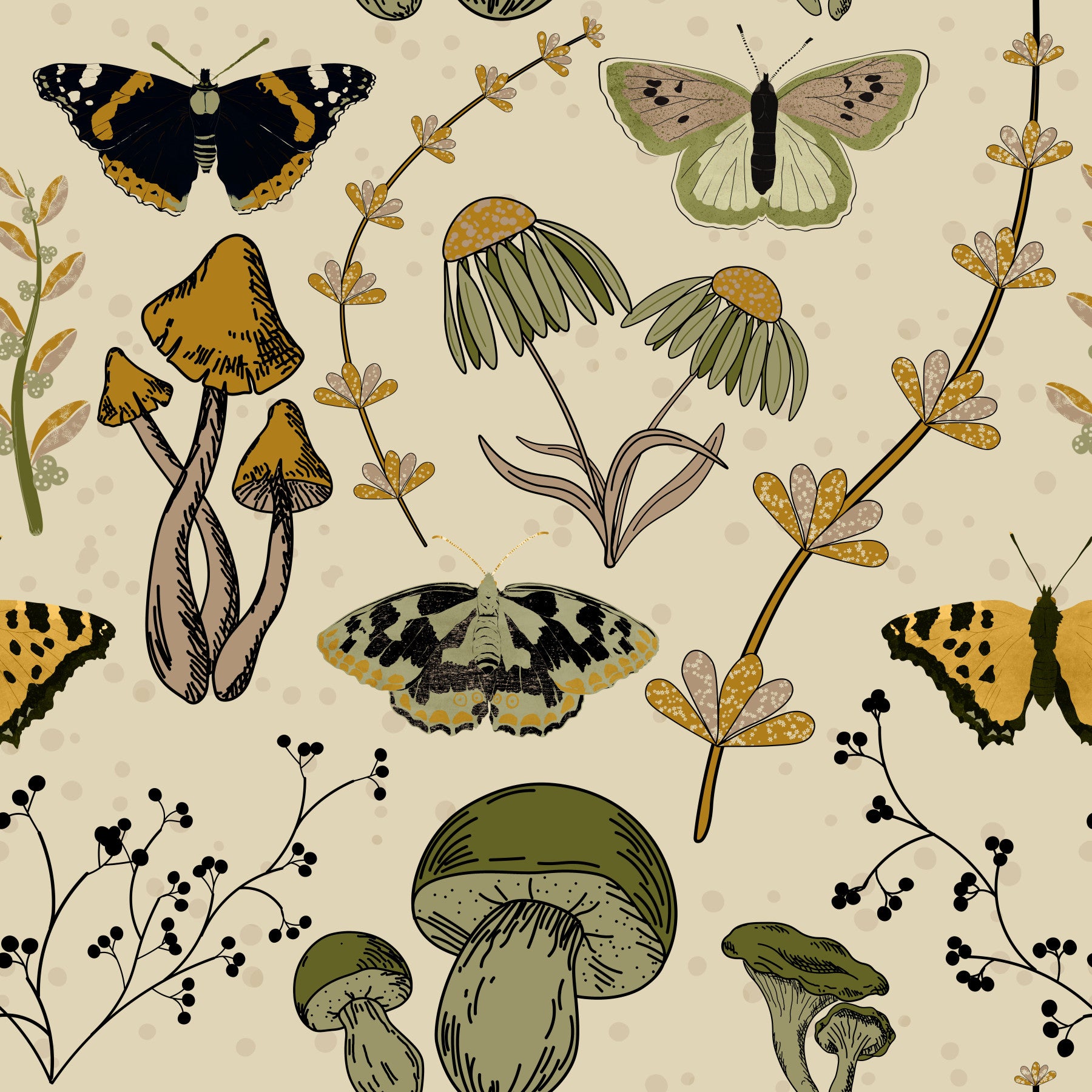 Wild Autumnal Meadow Wallpaper⁠ in your room — zoomed