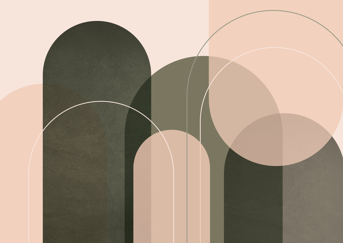 Olive Green Peach Harmony Wall Mural in your room — zoomed
