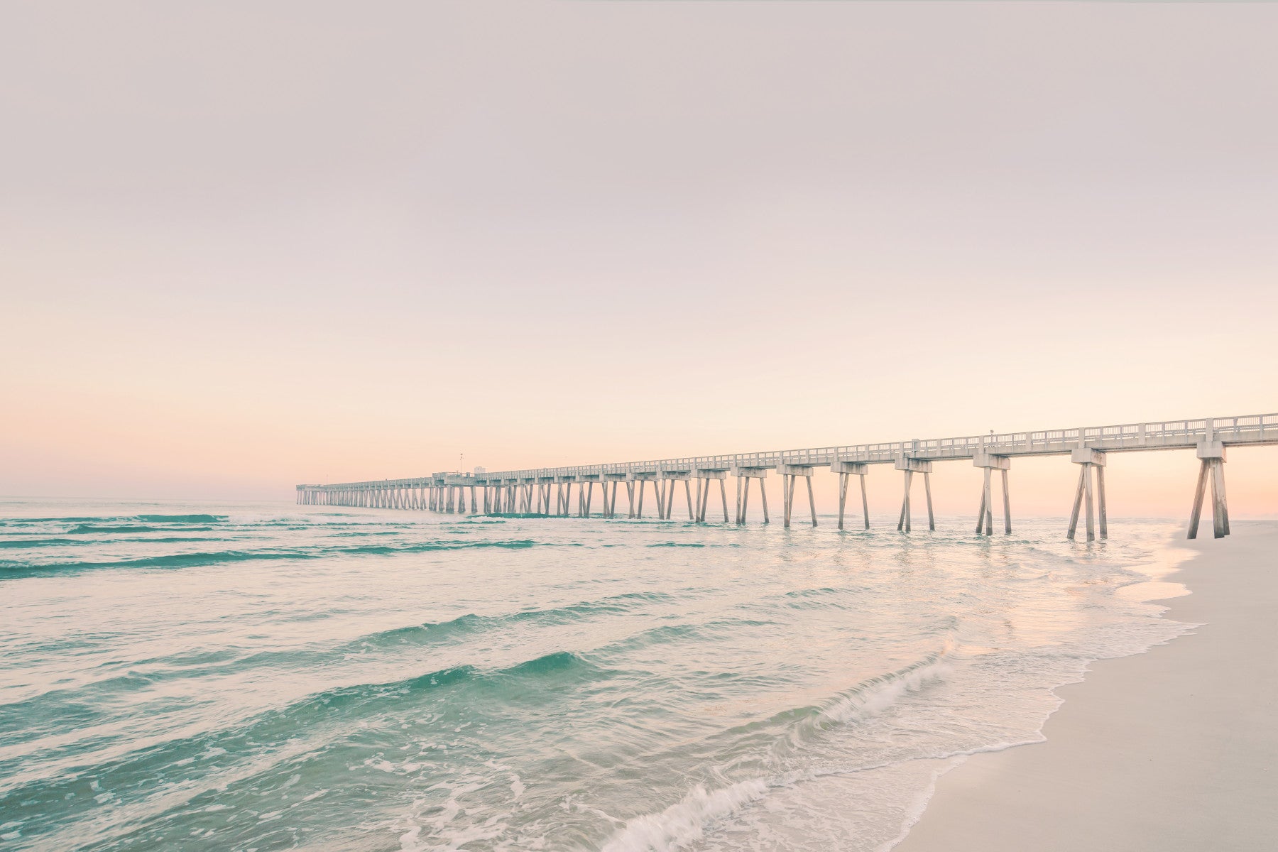 Serene Sunset Pier Wall Mural in your room — zoomed