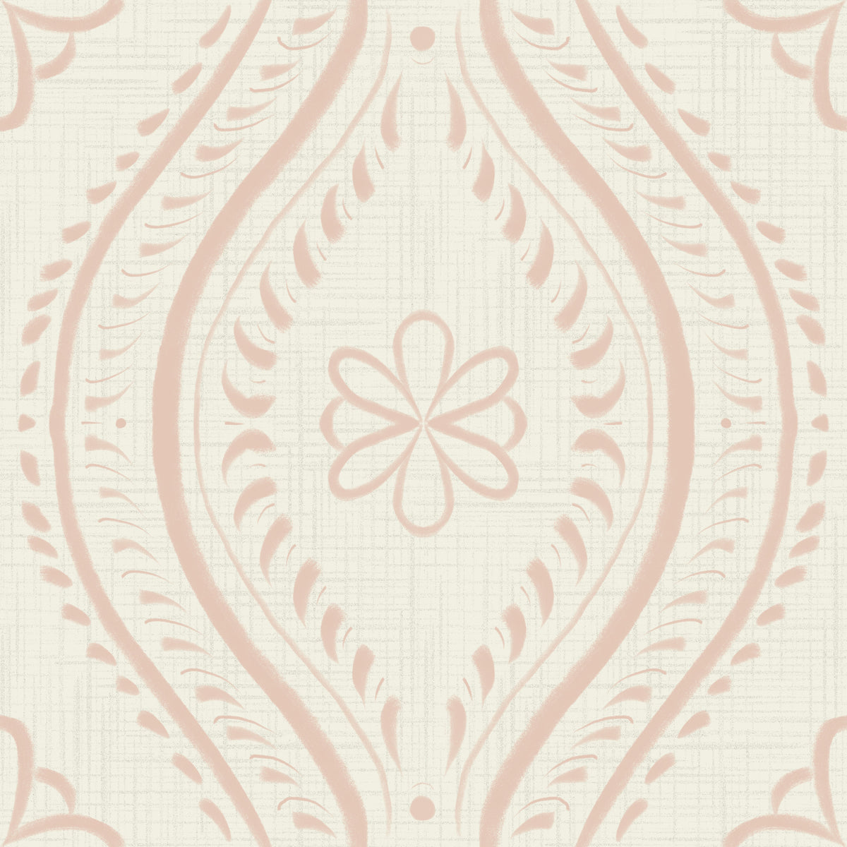 Faded Ogee Damask - Bright - Cream Tan Wallpaper⁠ in your room — zoomed