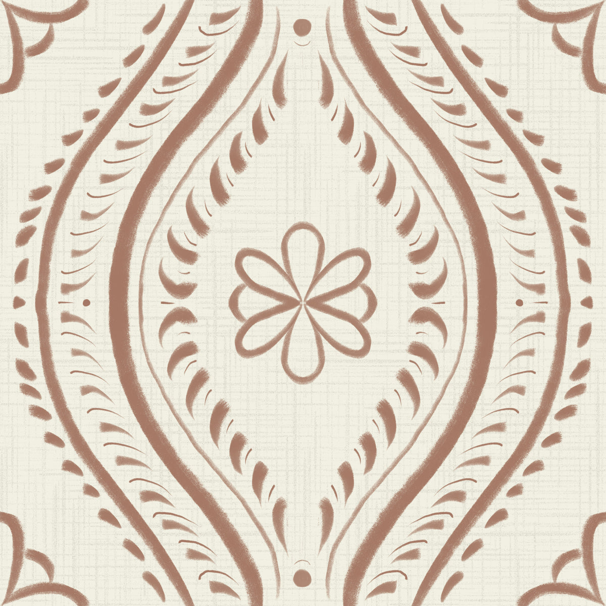 Faded Ogee Damask - Bright - Mocha Mousse Wallpaper⁠ in your room — zoomed