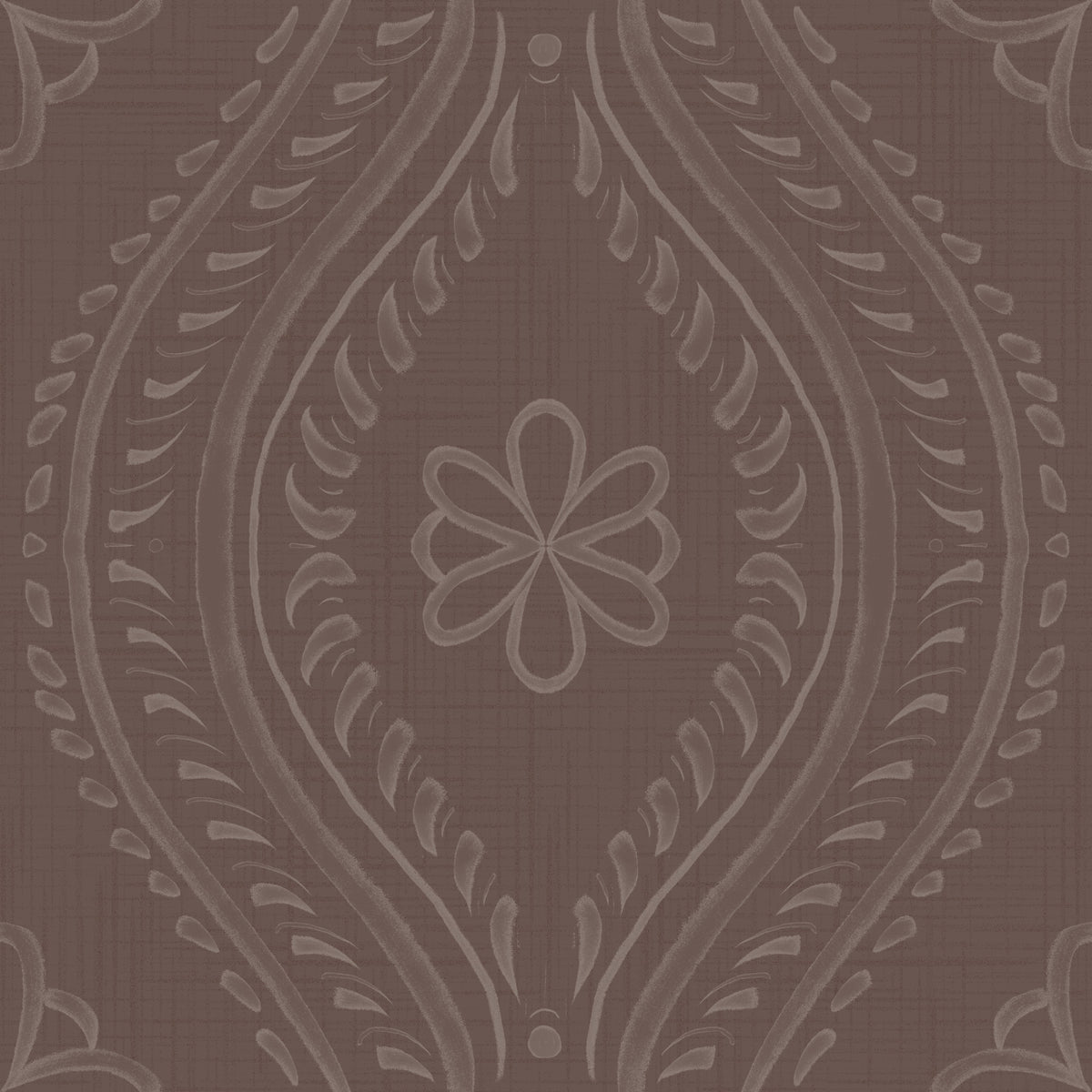 Faded Ogee Damask - Coffee Quartz Wallpaper⁠