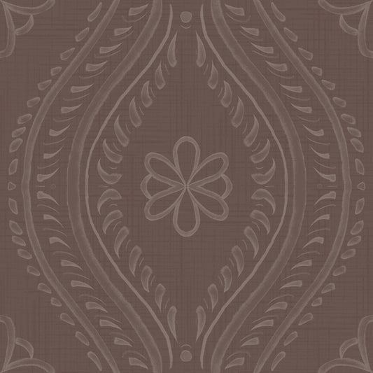 Faded Ogee Damask - Coffee Quartz Wallpaper⁠