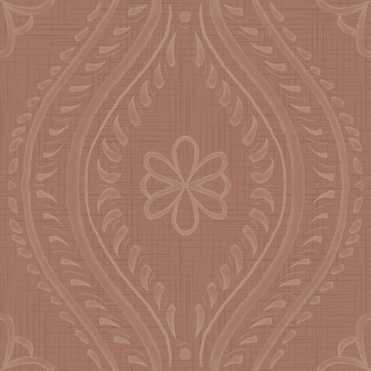 Faded Ogee Damask - Mocha Mousse Wallpaper⁠