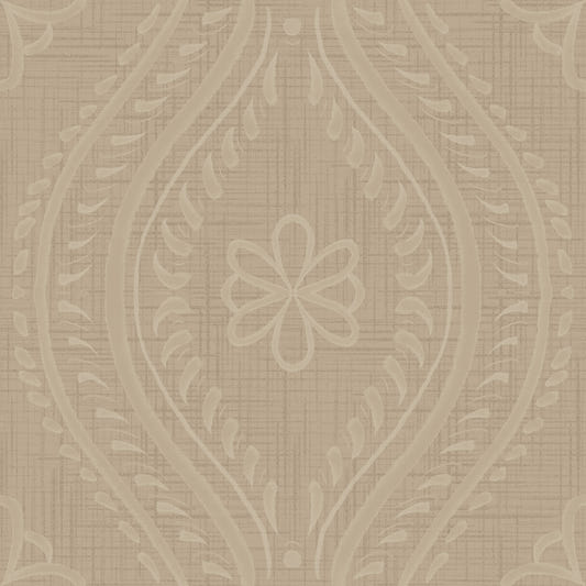 Faded Ogee Damask - Safari Wallpaper⁠
