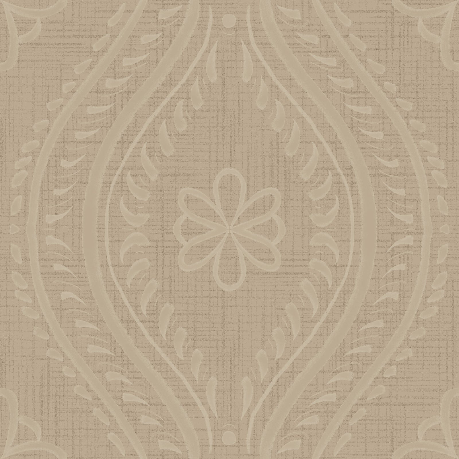 Faded Ogee Damask - Safari Wallpaper⁠
