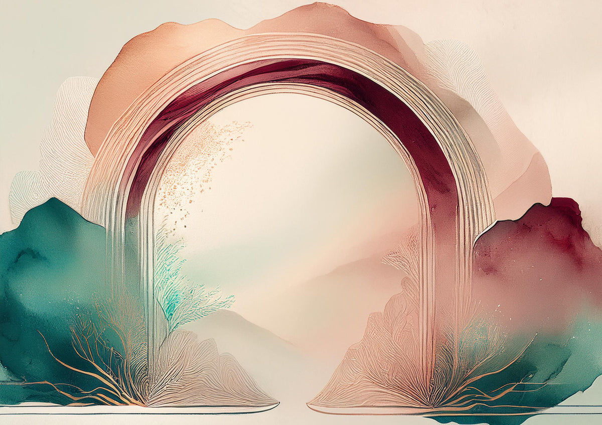 Teal Dream Portal Wall Mural in your room — zoomed