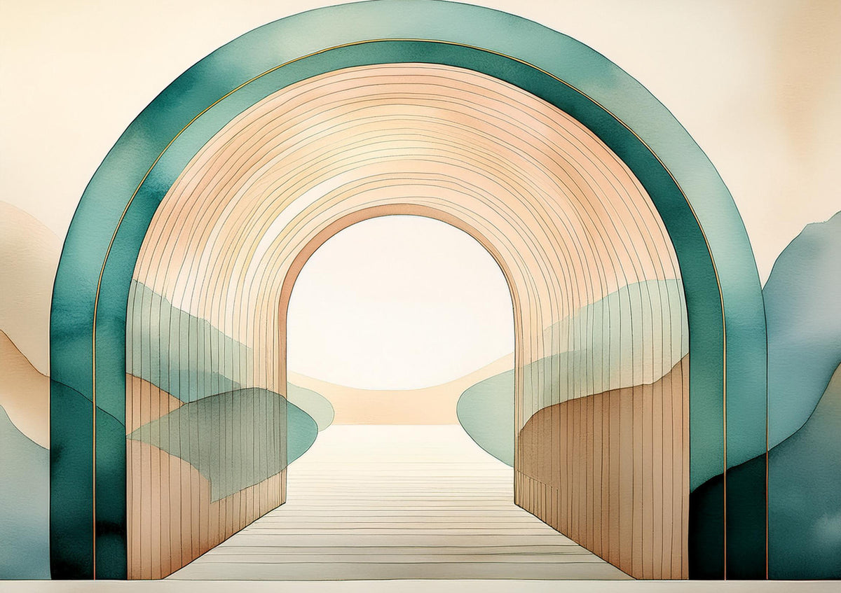 Teal Dream Arches Wall Mural
