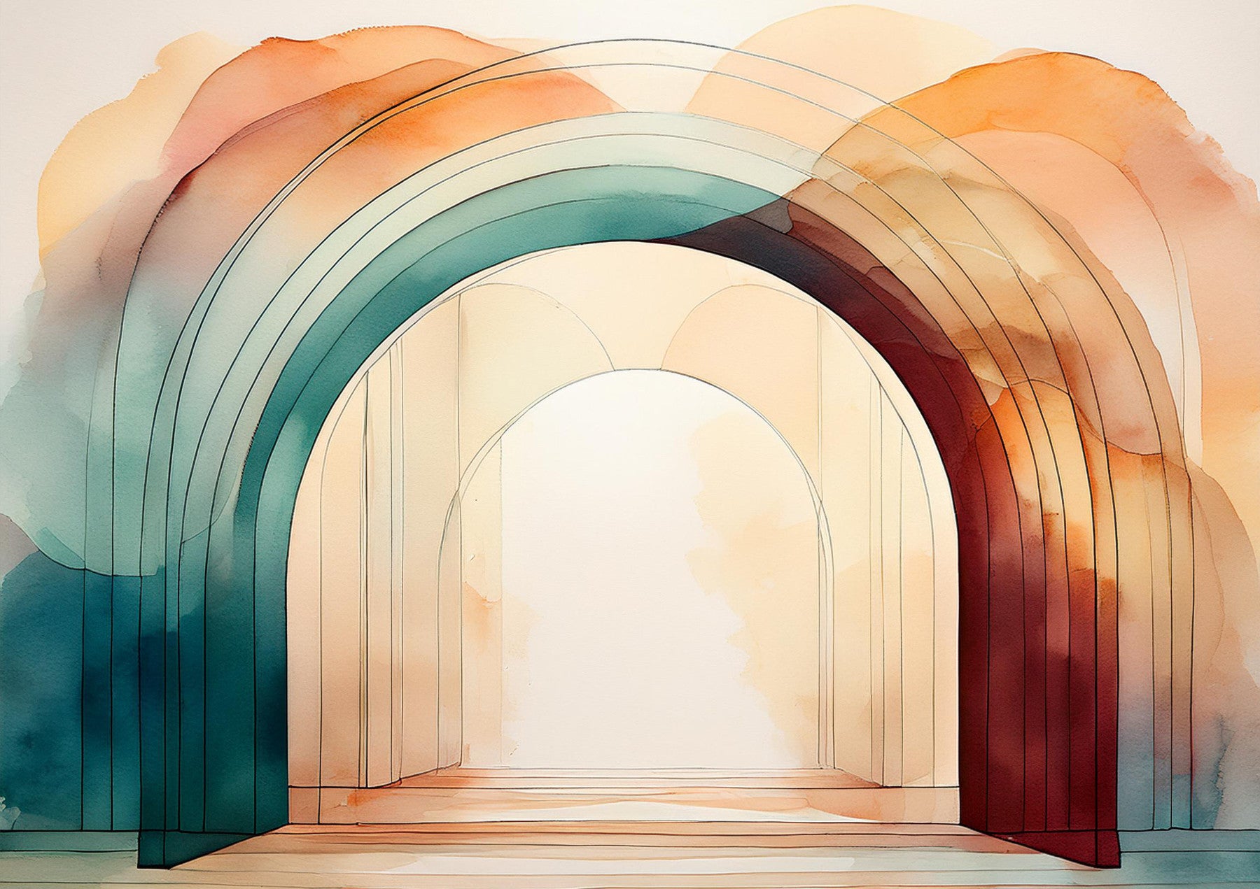 Teal Dream Arches 2 Wall Mural in your room — zoomed
