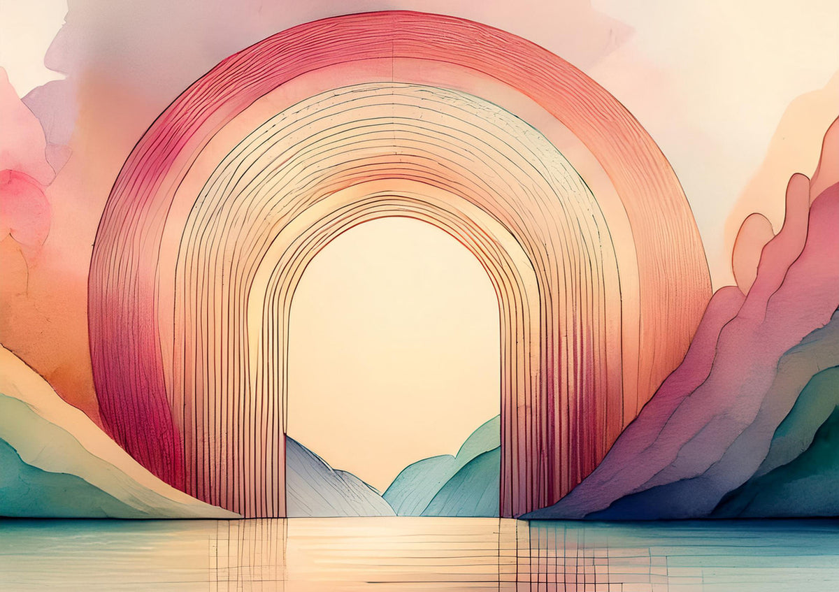 Rainbow Dream Arches 2 Wall Mural in your room — zoomed