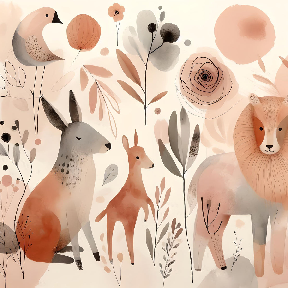 Whimsical Wild Things Wall Mural in your room — zoomed