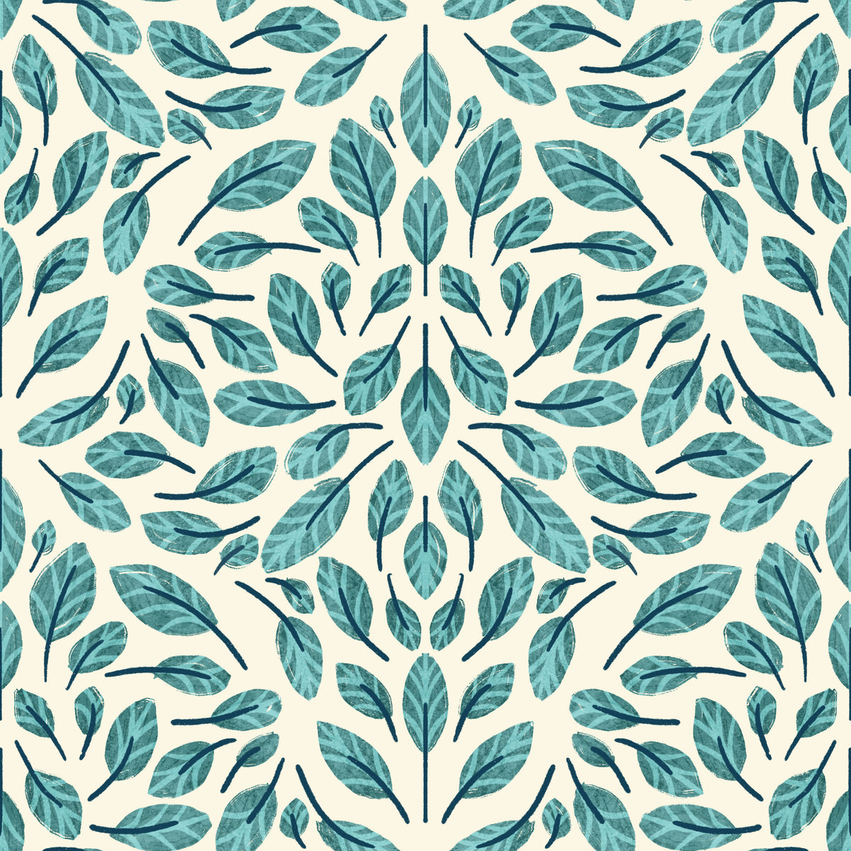 Serene Teal Leaves Wallpaper⁠ in your room