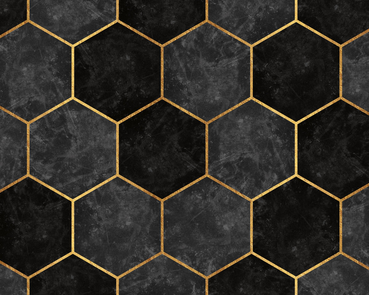 Urban Charcoal Hexagon Pattern Wall Mural
