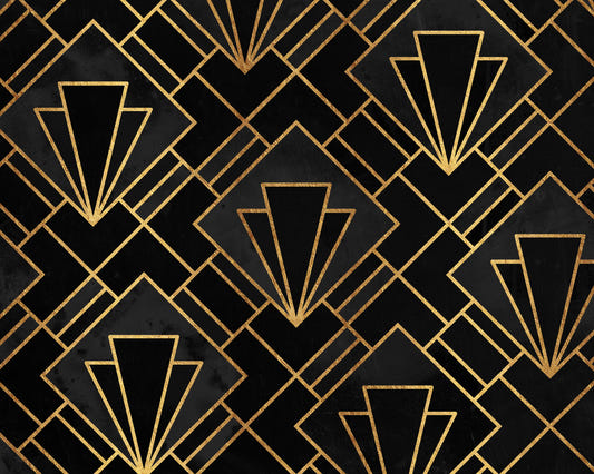 Black Night Art Deco Mosaic Wall Mural