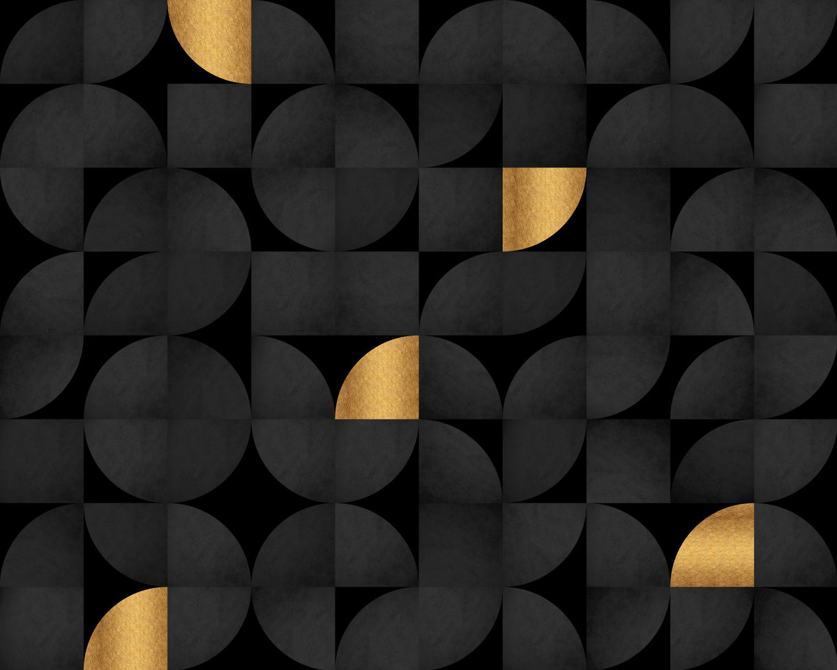 Mid-Century Black and Luxury Gold Wall Mural in your room — zoomed
