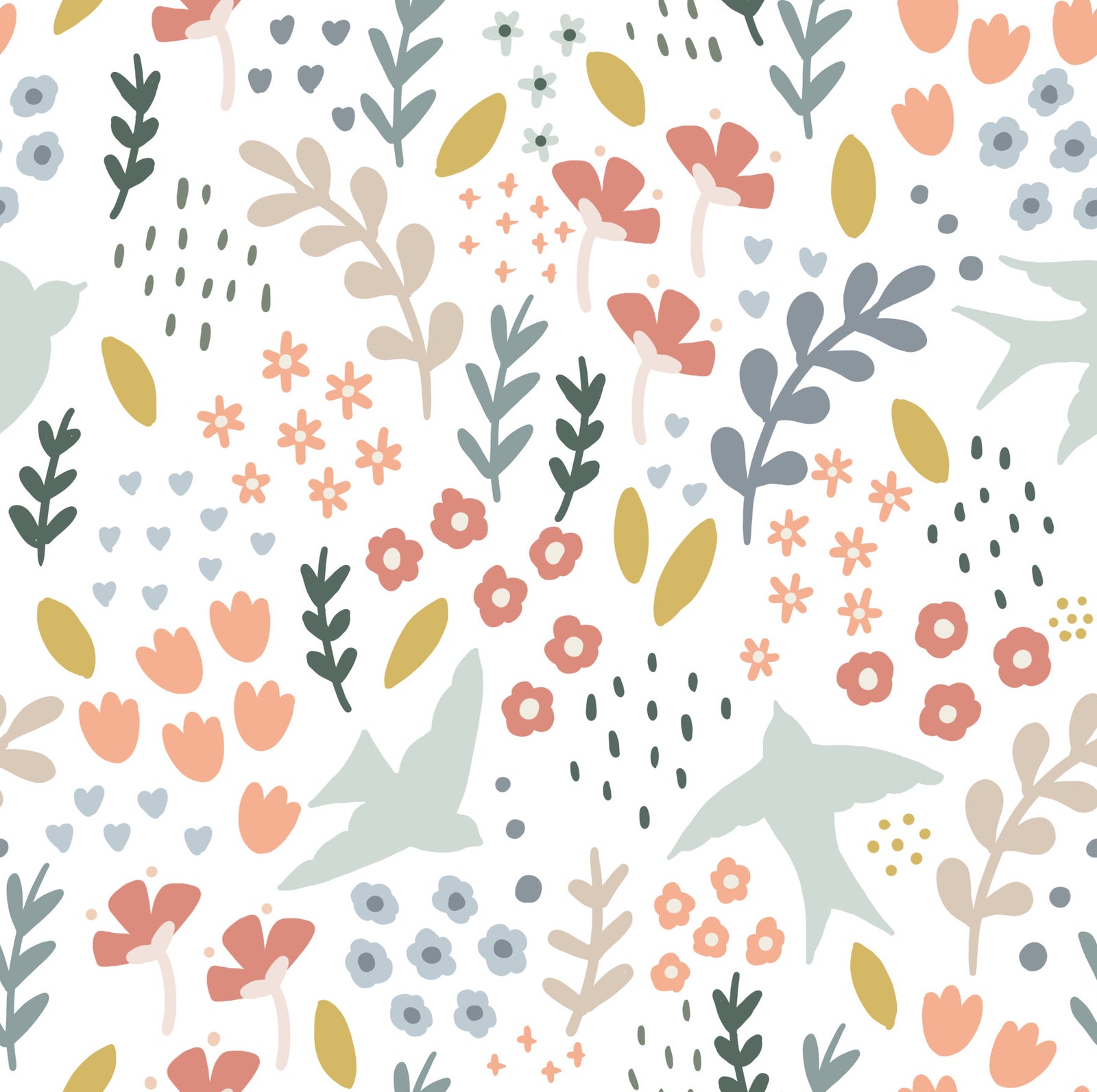 Bellbird Springtime Floral Wallpaper⁠