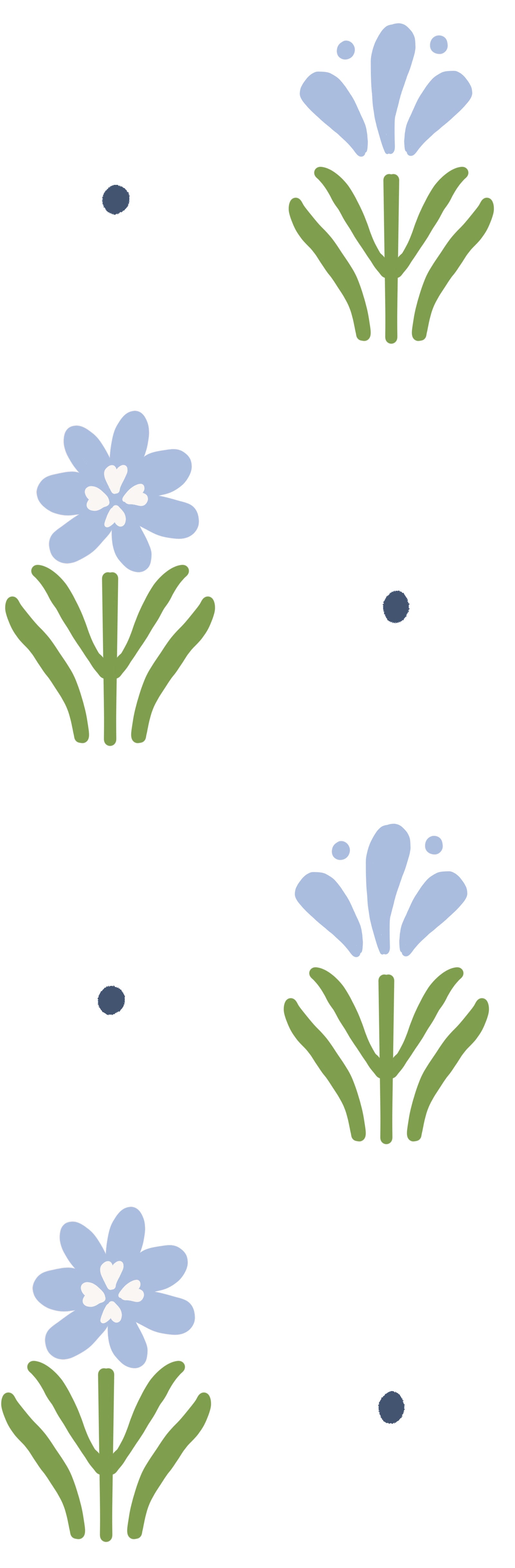 Country Cottage Floral in Blue Wallpaper⁠