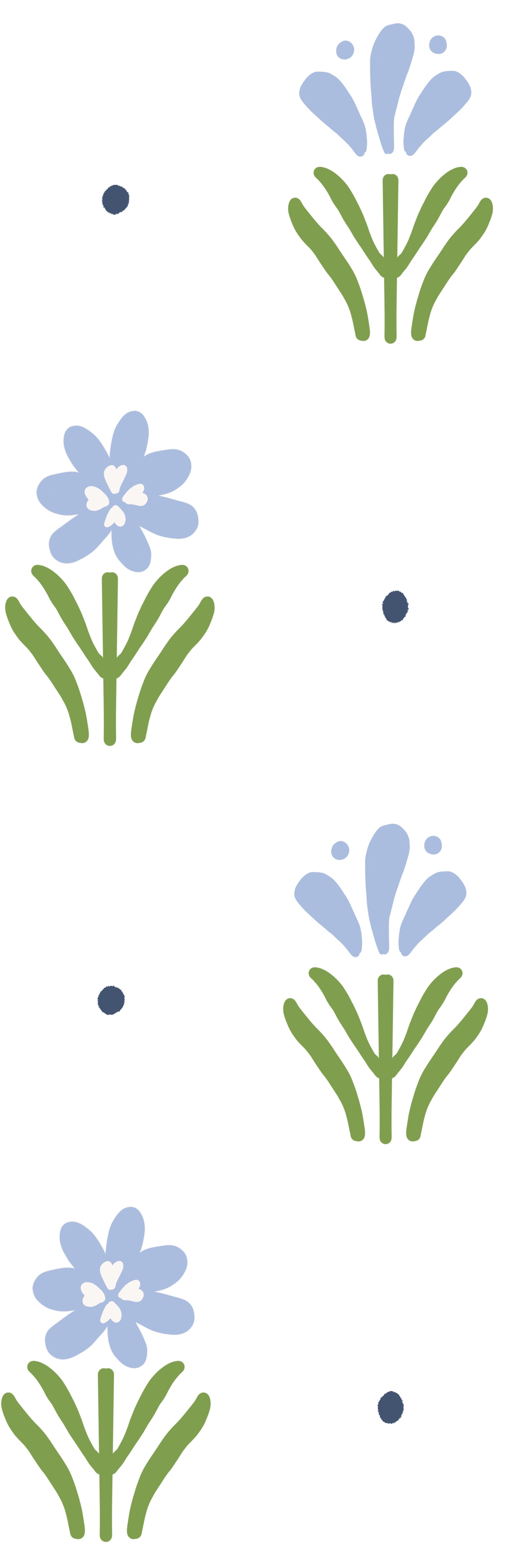Country Cottage Floral in Blue Wallpaper⁠ in your room — zoomed