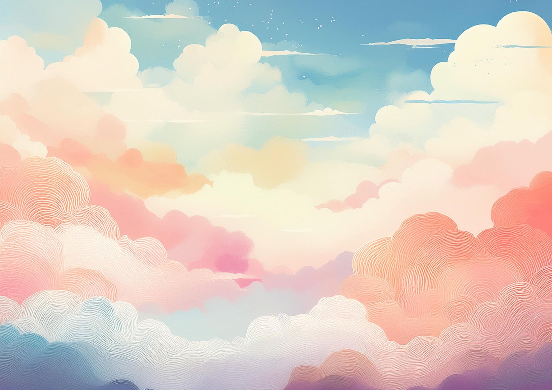 Cotton Candy Cloudscape Wall Mural