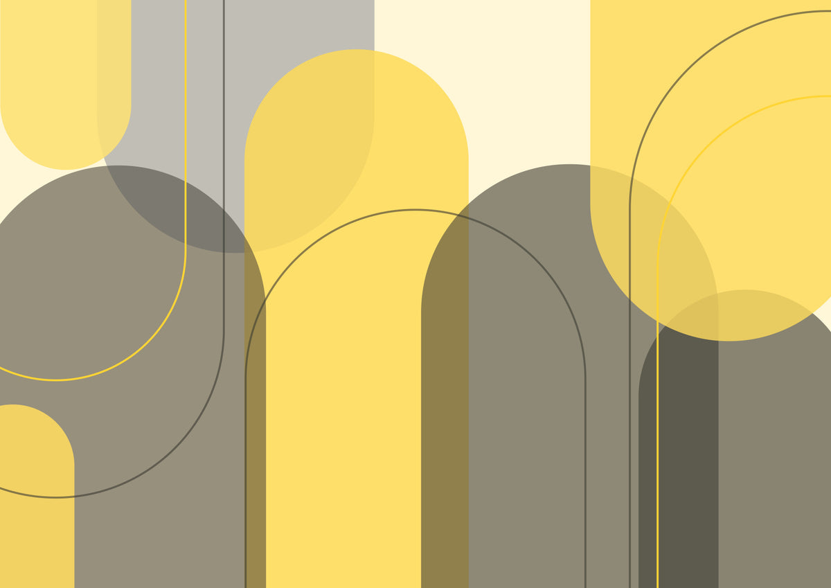 Elegant Arches Taupe Yellow Wall Mural in your room — zoomed