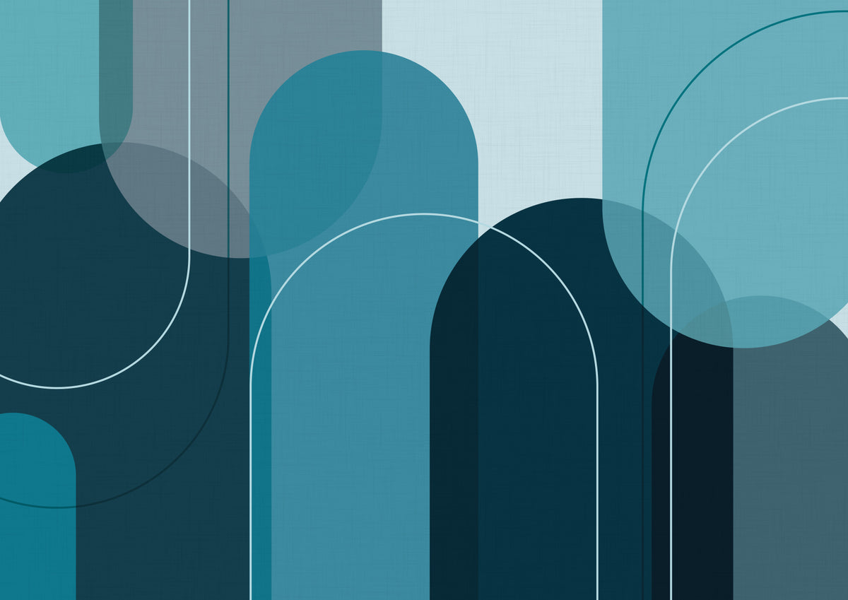 Elegant Arches Turquoise Tones Wall Mural in your room — zoomed