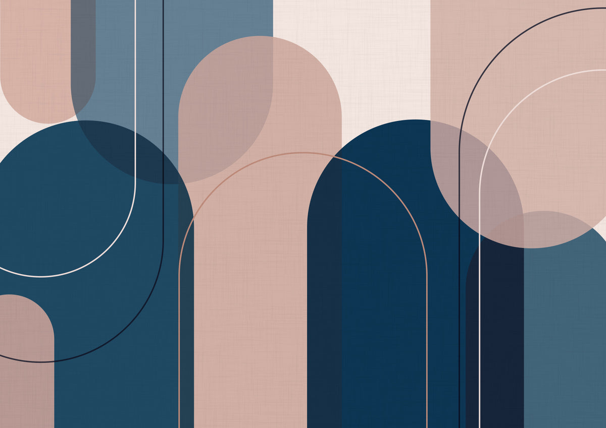 Serene Geometry Pink and Blue in your room — zoomed