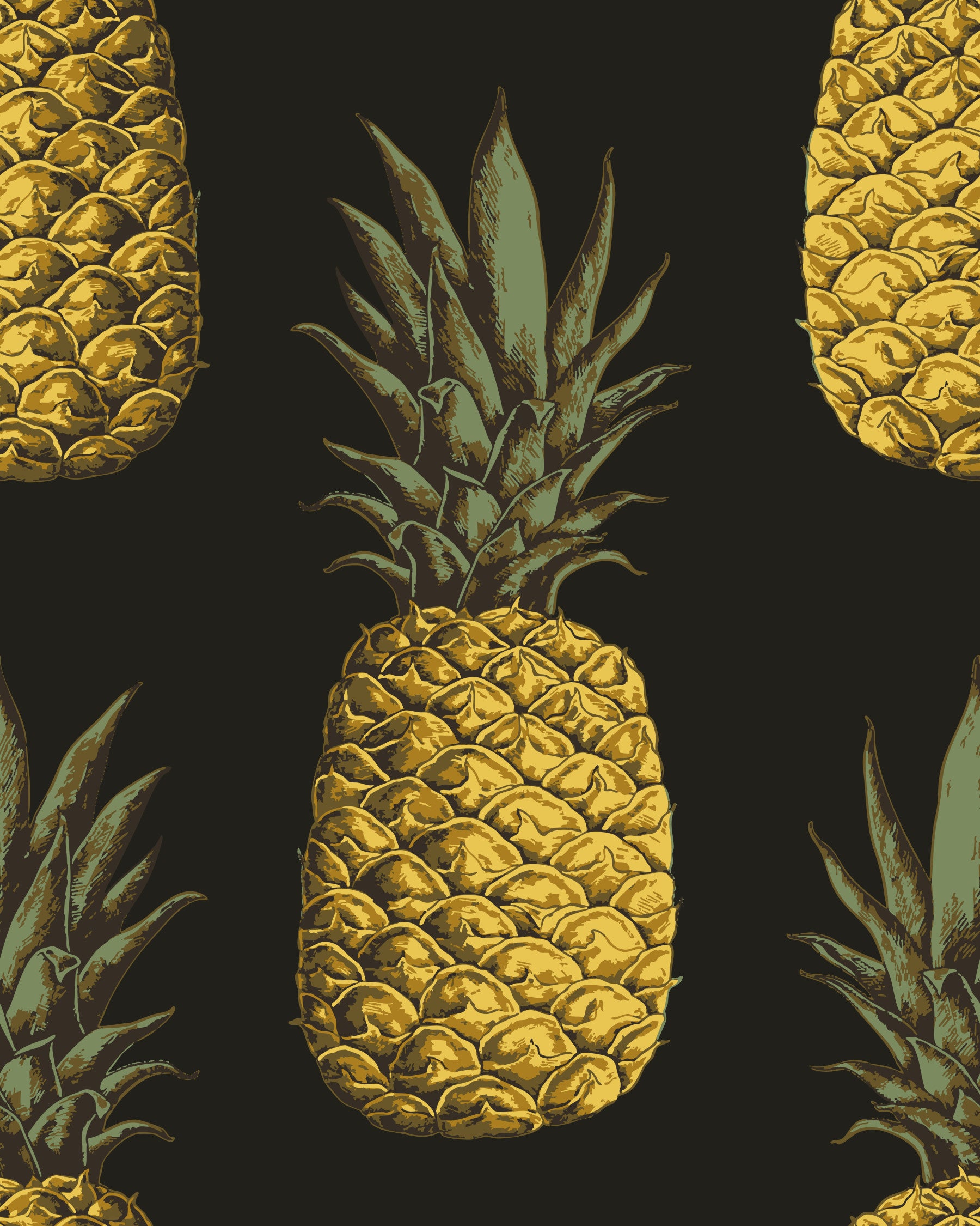 Golden Pineapples Wallpaper⁠ in your room — zoomed