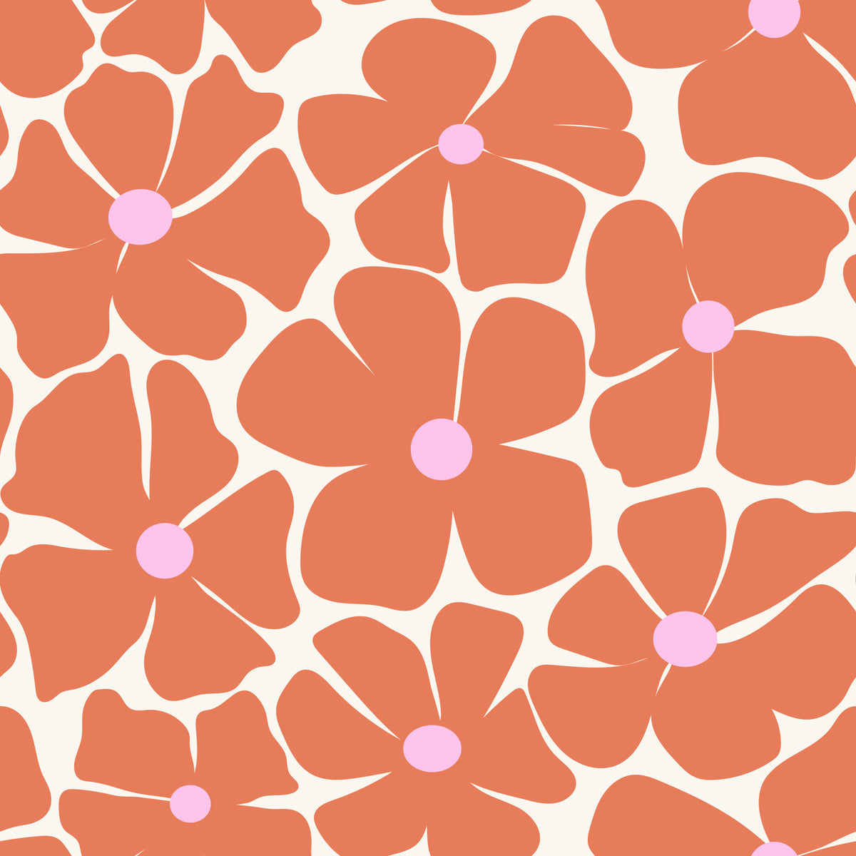 Modern Coral Floral Wallpaper⁠ in your room — zoomed