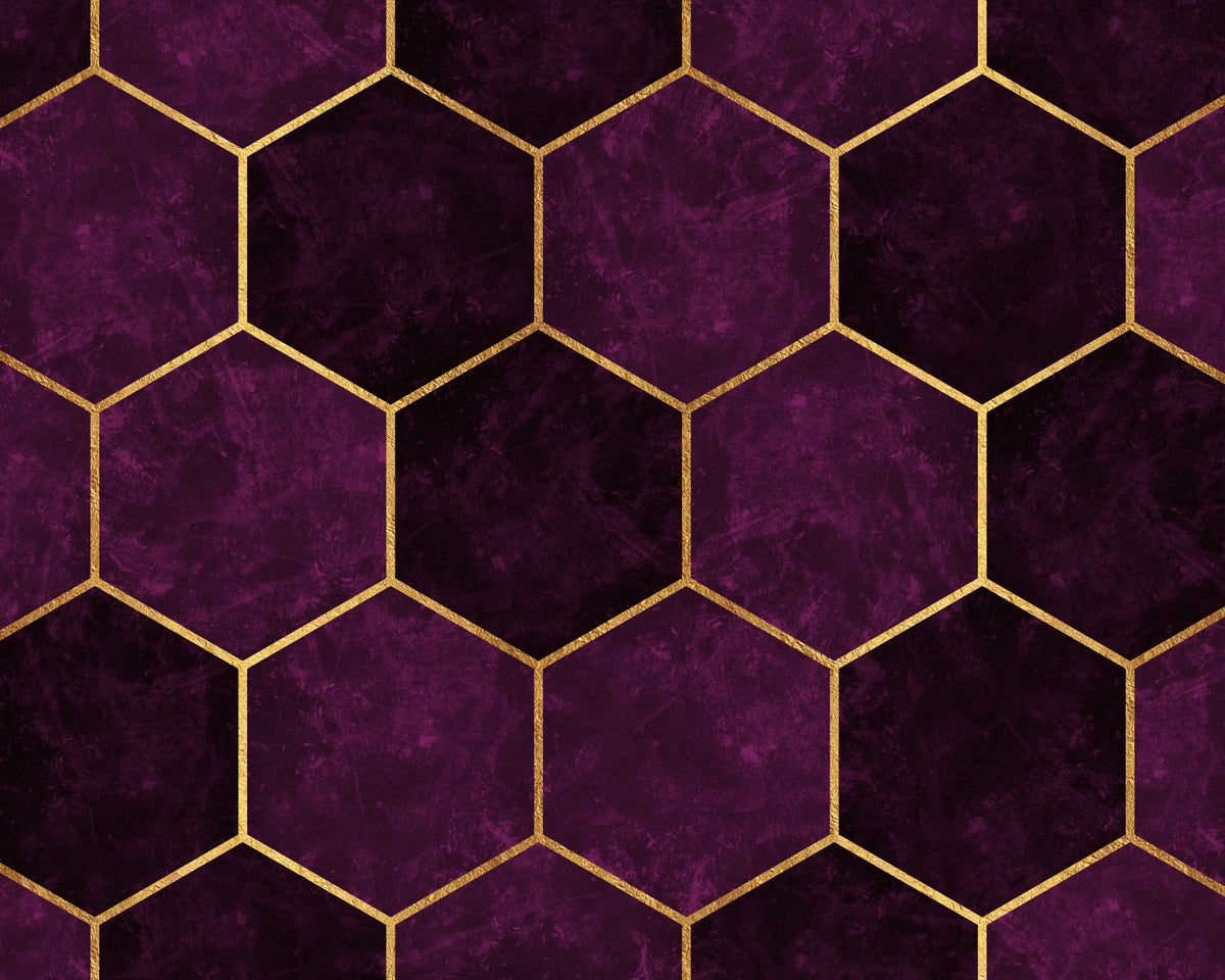 Dark Plum Luxury Pink Hexagons Wall Mural in your room — zoomed