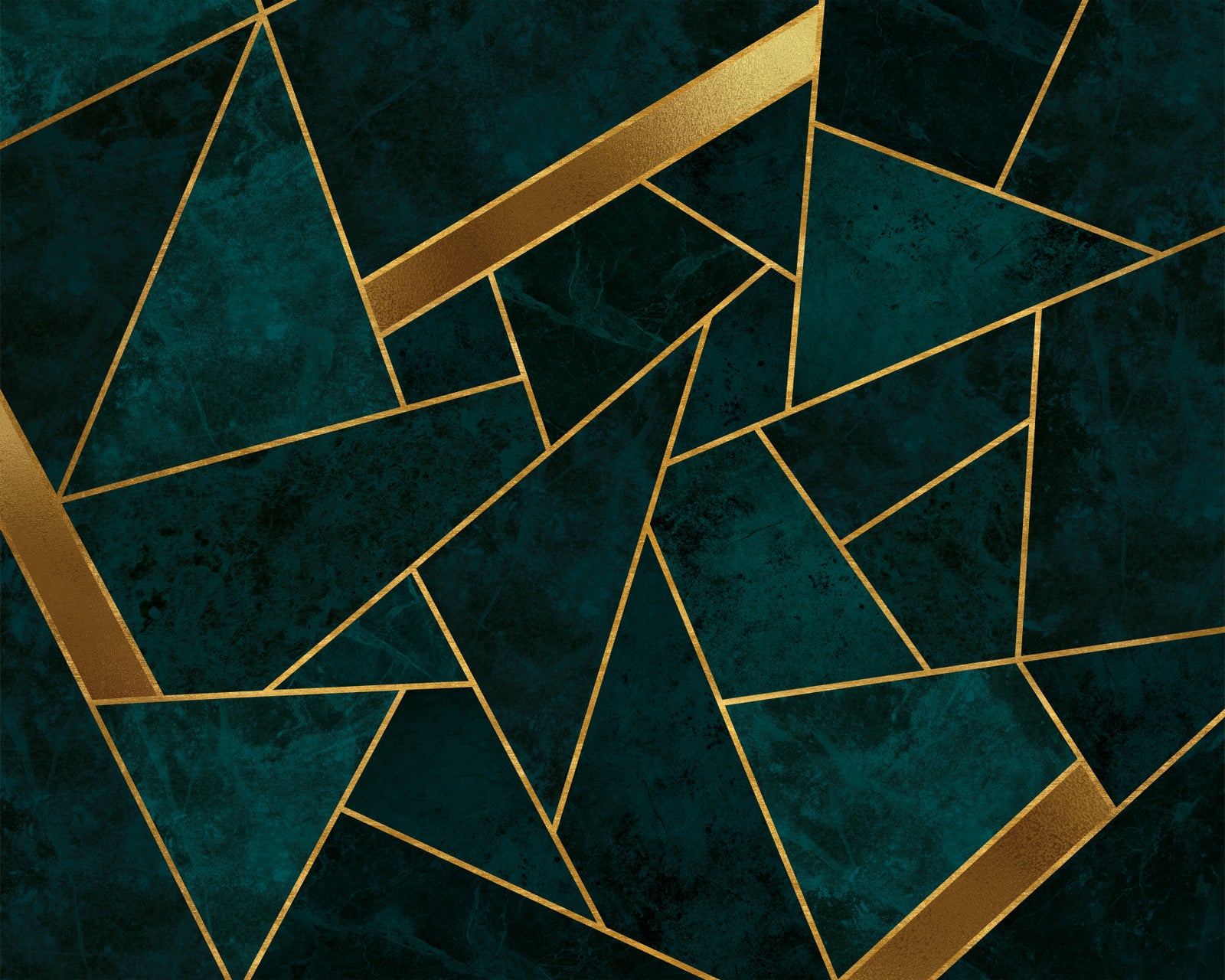 Dark Teal and Gold Mosaic Wall Mural