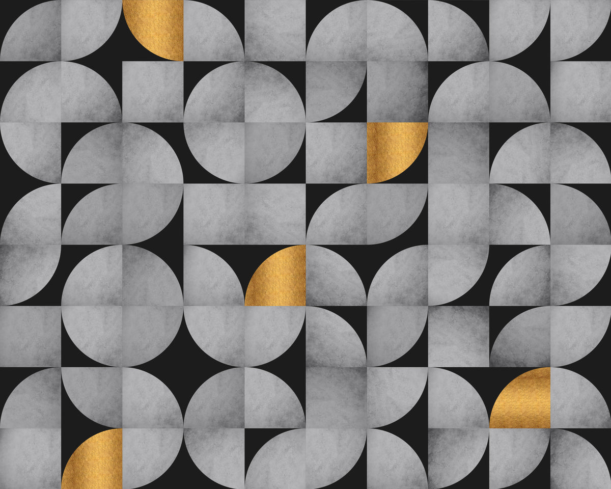Mid-Century Concrete and Gold Wall Mural in your room
