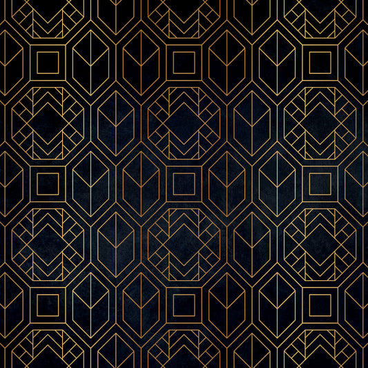 Abstract Art Deco Charcoal Black Wall Mural