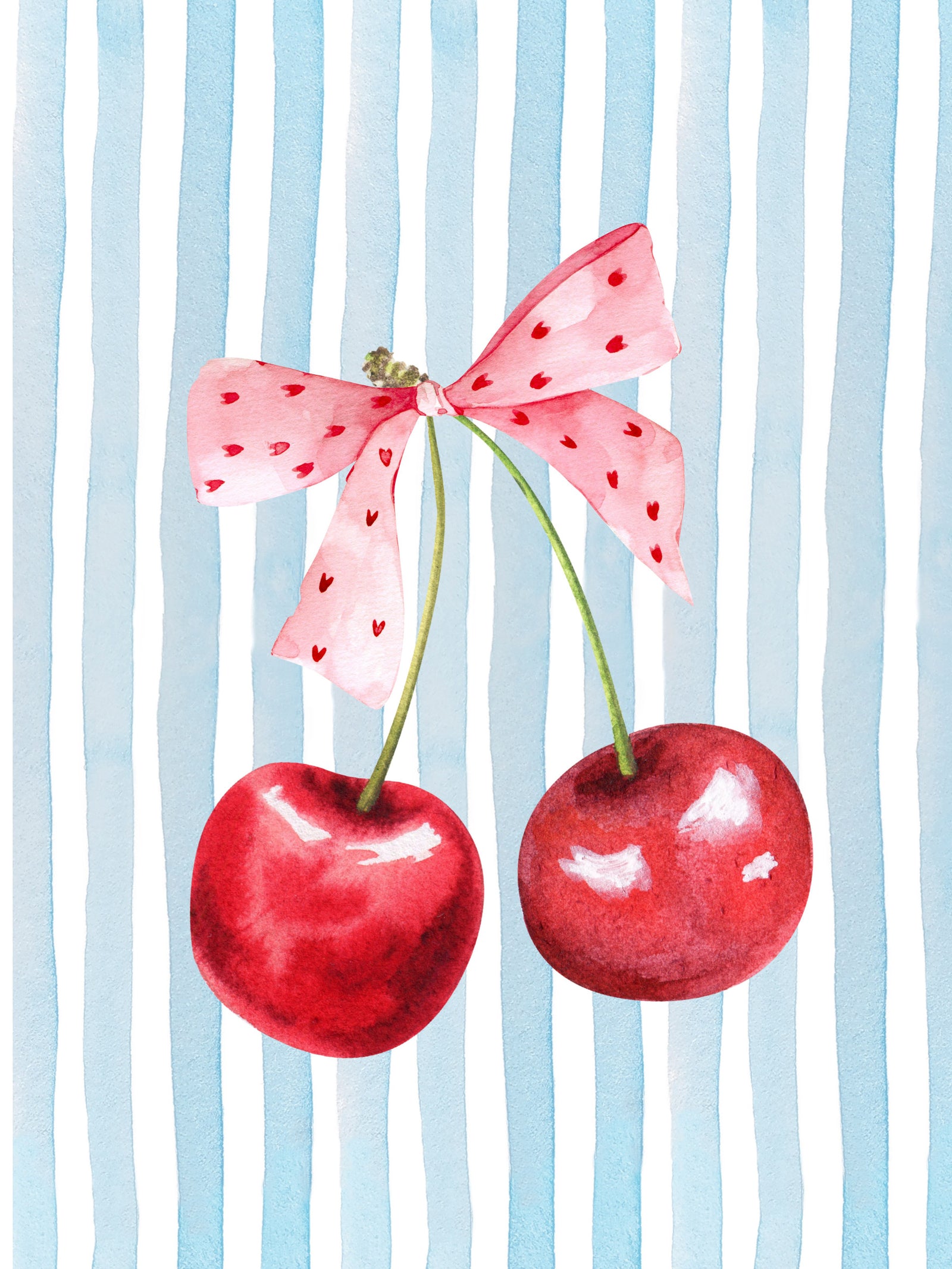 Sweet Cherry Stripes Wall Mural in your room
