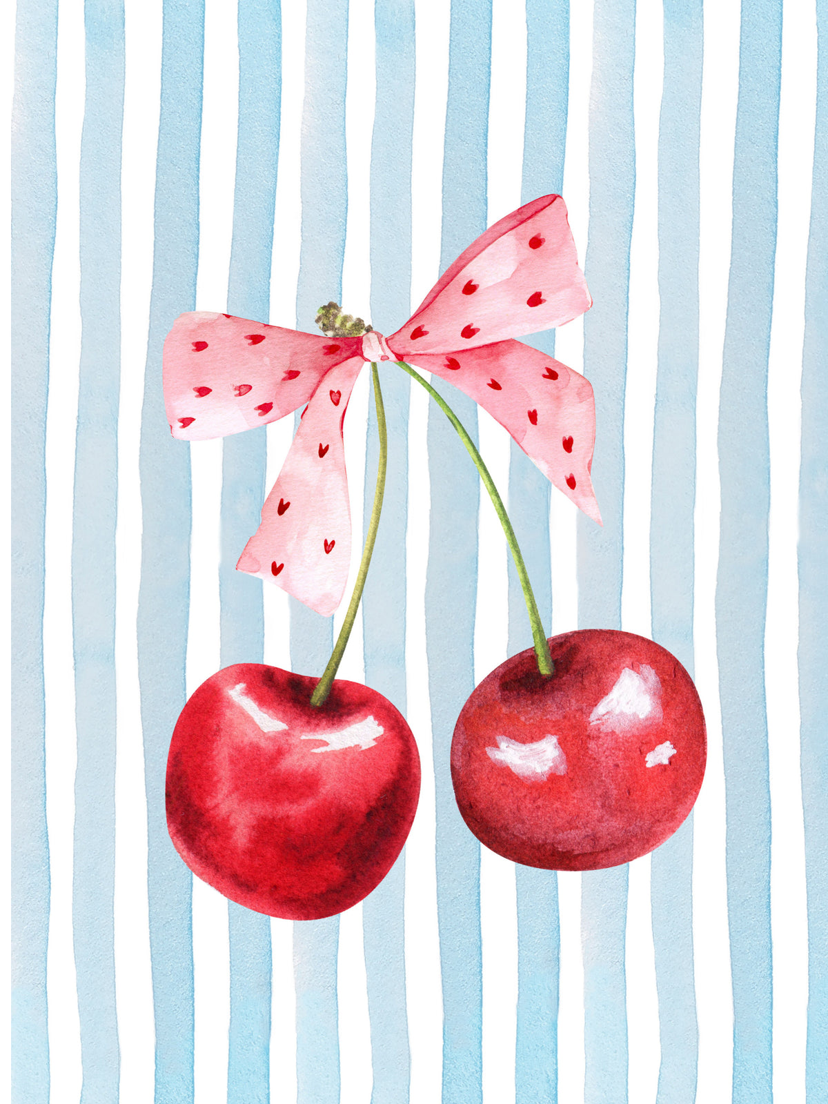 Sweet Cherry Stripes Wall Mural in your room — zoomed