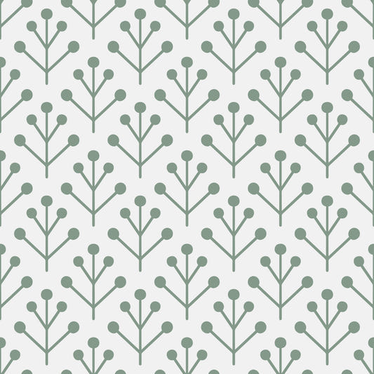 Botanical Greenery Sage Green Off-White Wallpaper⁠