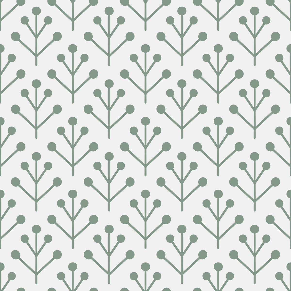 Botanical Greenery Sage Green Off-White Wallpaper⁠ in your room