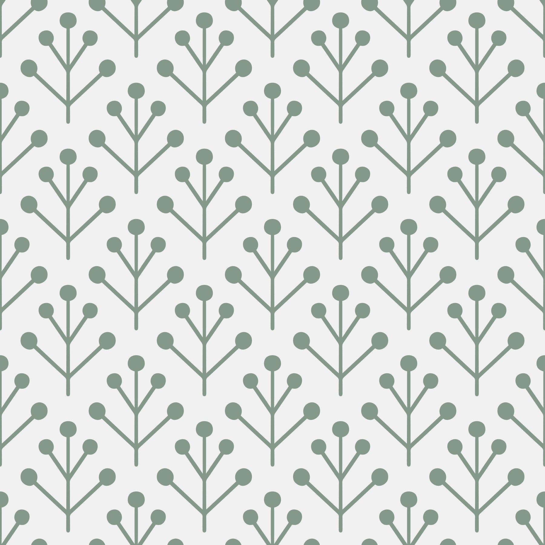 Botanical Greenery Sage Green Off-White Wallpaper⁠